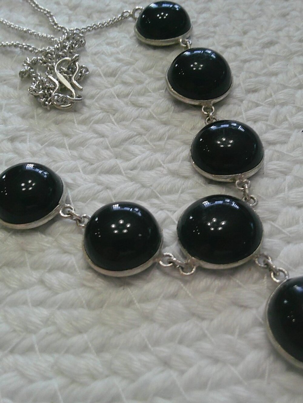 Elegant BLACK ONYX Handmade Sterling 925 Necklace Size 22" #428F